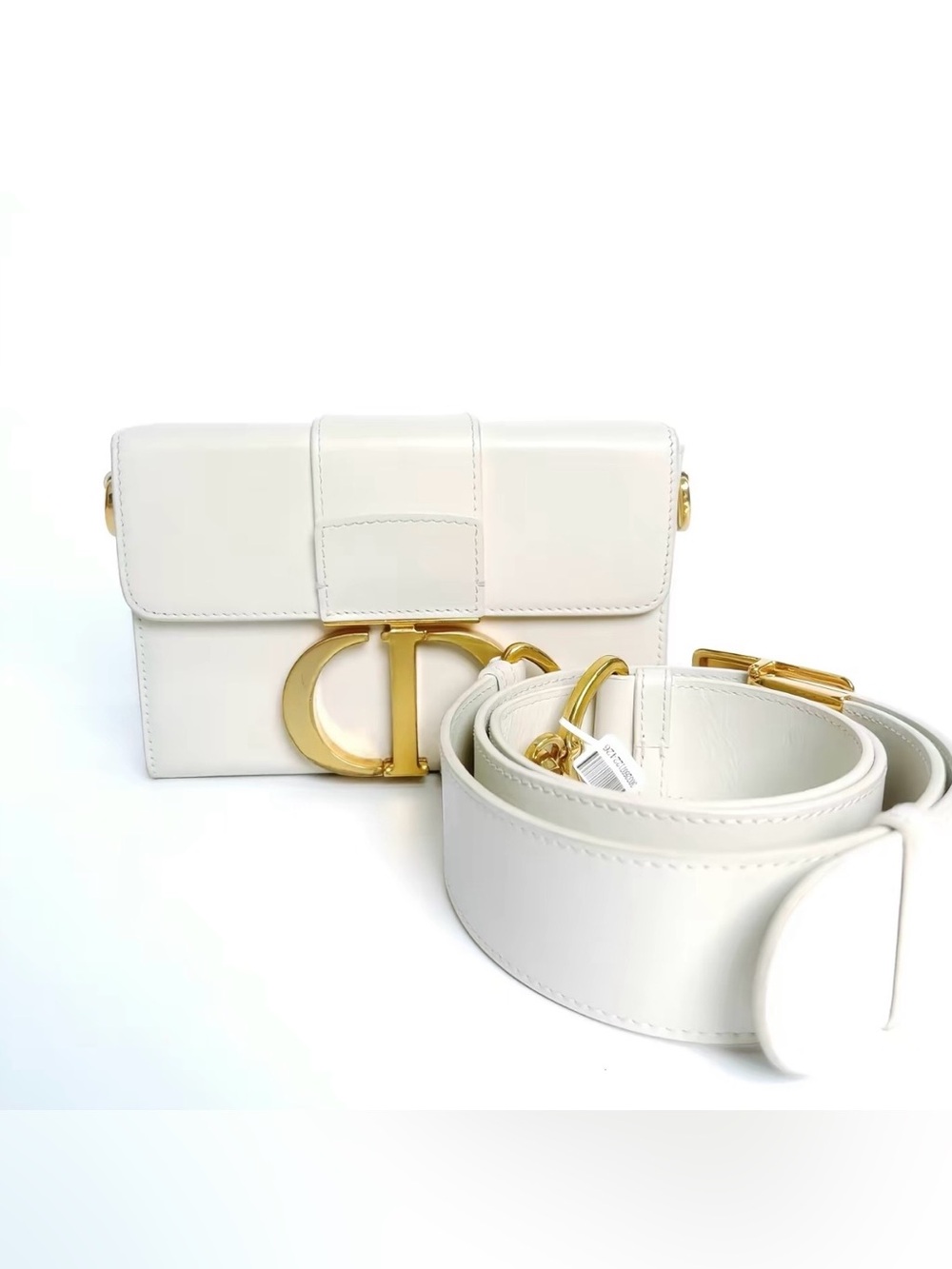 Dior White Leather Mini Shoulder Bag with Gold CD Hardware